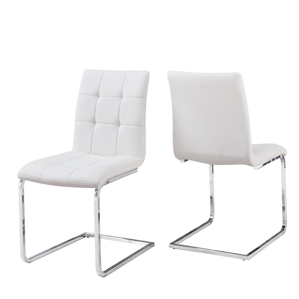White 5 Piece Glass Top Dining Table Set with 4 Upholstered Chairs for Dining