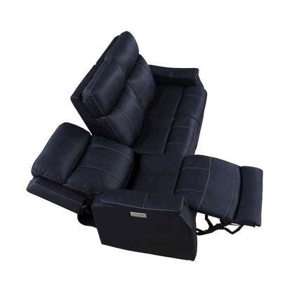 Ocean Blue Power Reclining Couch – 3 Seat Sofa with Dual Power and USB