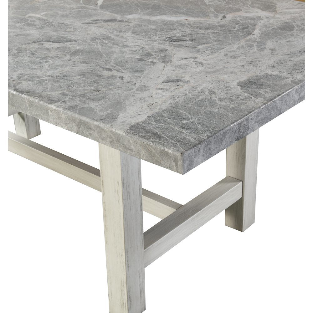Marble Top Dining Set, 78 Inch Table, Upholstered Chairs, 7 Pieces