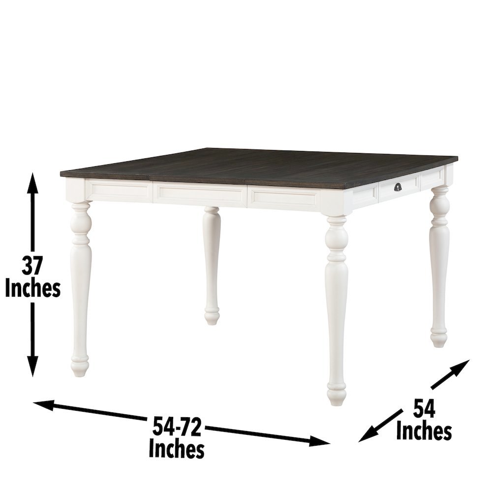 Two Tone Counter Height Dining Set, Extendable Table, 7 Piece, Storage Drawer