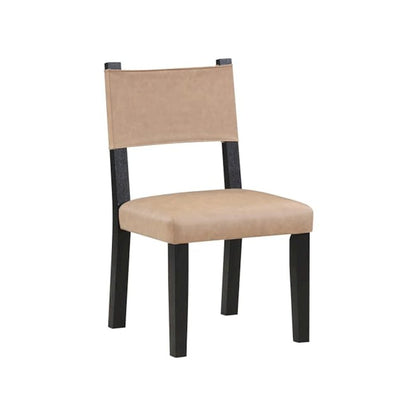 Black Side Chair Set of 2, Faux Leather, Solid Wood Legs