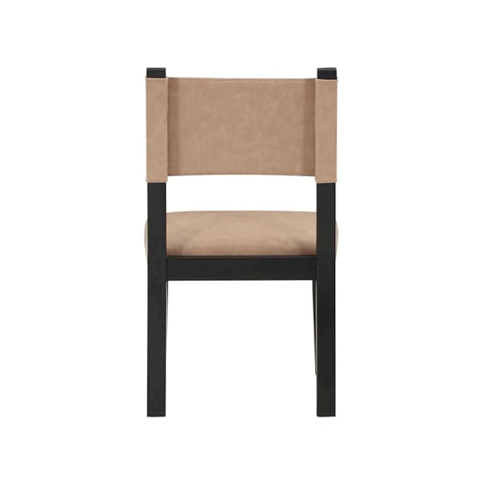 Black Side Chair Set of 2, Faux Leather, Solid Wood Legs