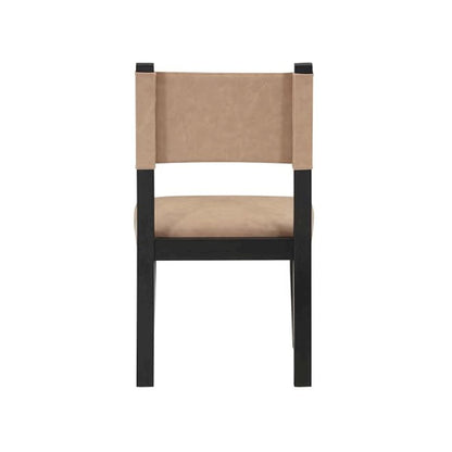 Black Side Chair Set of 2, Faux Leather, Solid Wood Legs