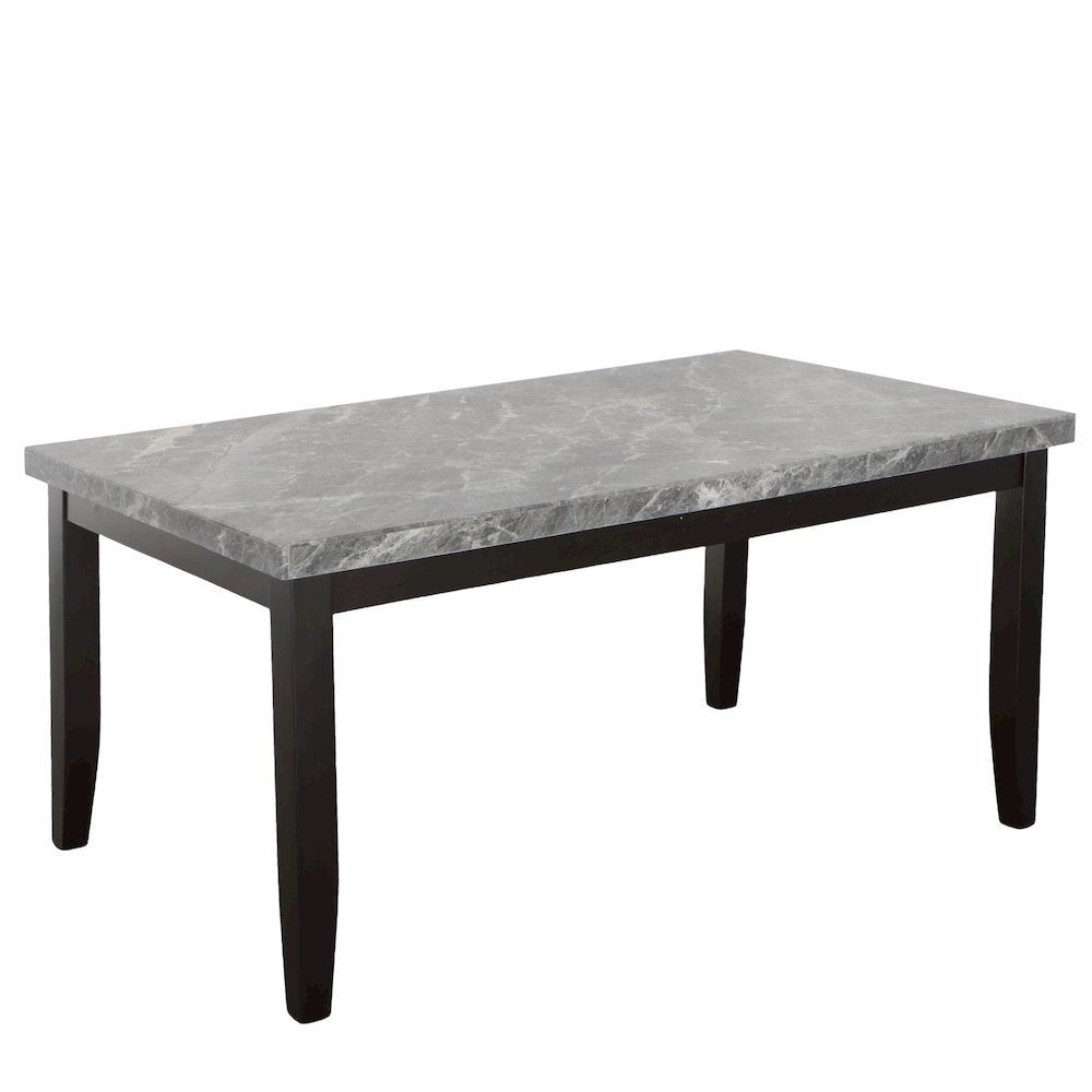 Sleek 6-Piece Dining Set with Gray Marble Table and Black/Gray Finish