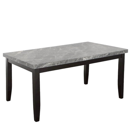 Sleek 6-Piece Dining Set with Gray Marble Table and Black/Gray Finish