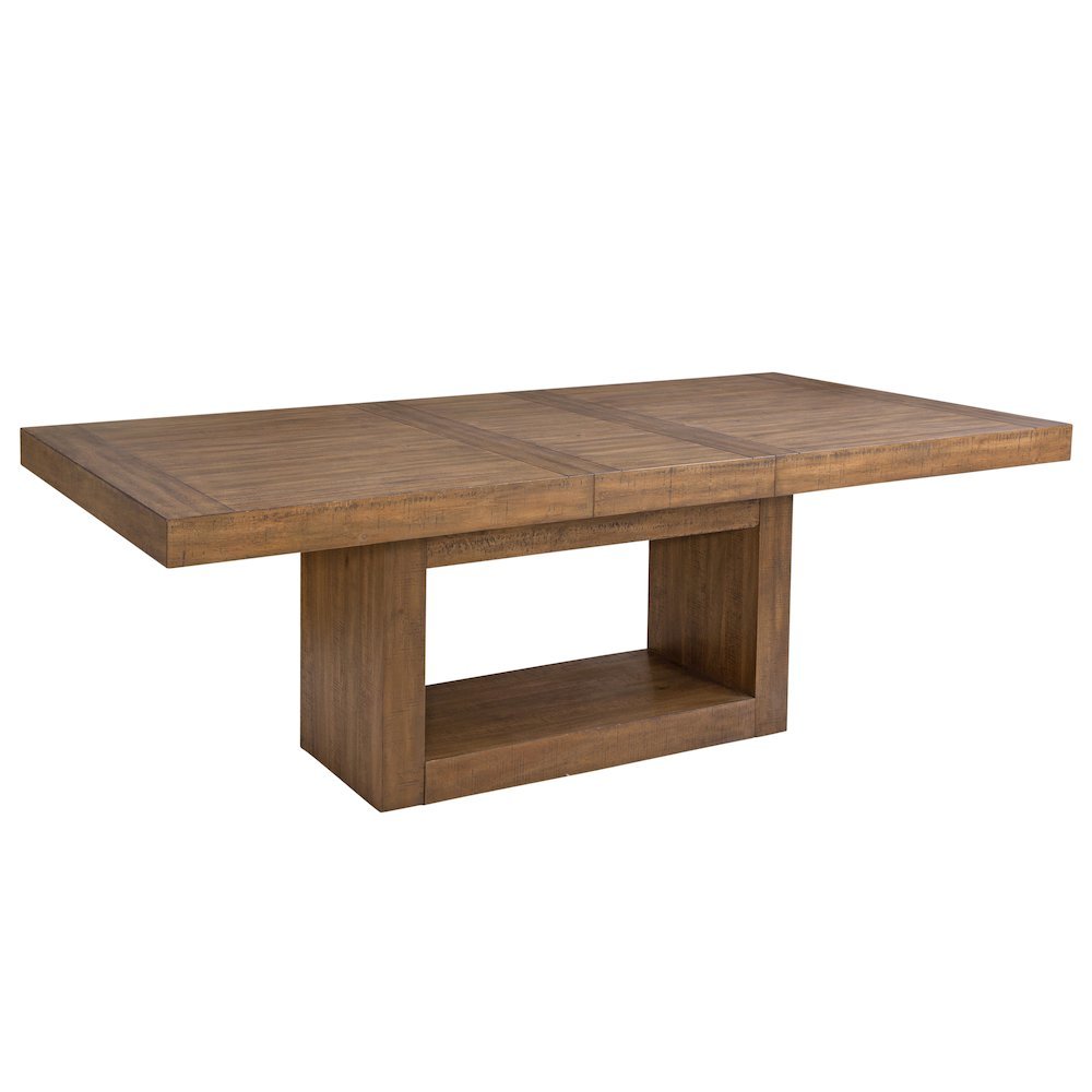 Expandable Dining Table, Faux Plank Top, 18-Inch Leaf, Acacia
