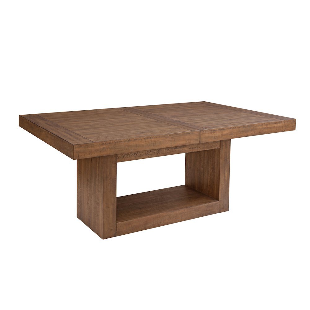 Expandable Dining Table, Faux Plank Top, 18-Inch Leaf, Acacia