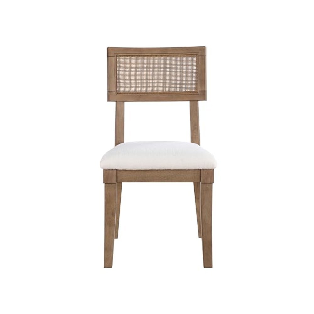 Cane Side Chairs, Upholstered Seat, Wood Trimmed Back, Set of 2