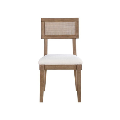 Cane Side Chairs, Upholstered Seat, Wood Trimmed Back, Set of 2