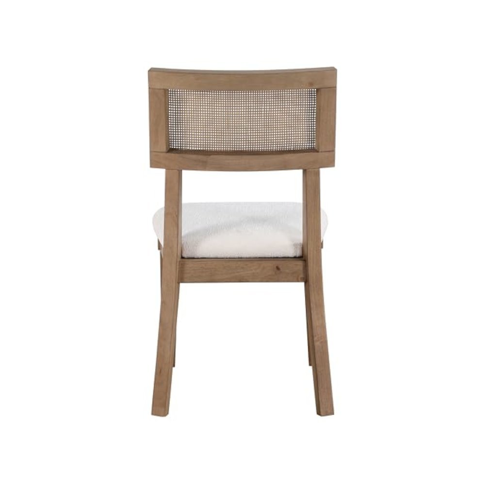 Cane Side Chairs, Upholstered Seat, Wood Trimmed Back, Set of 2