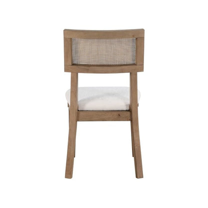 Cane Side Chairs, Upholstered Seat, Wood Trimmed Back, Set of 2