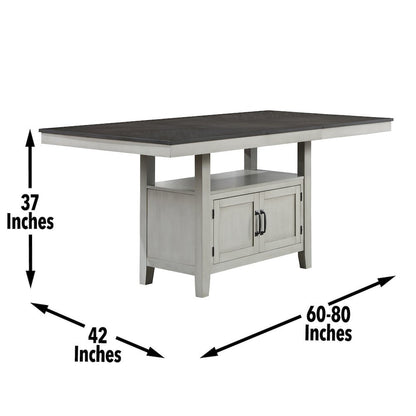 Modern Counter Table, Chevron Pattern Top, Hidden Storage Base, Black