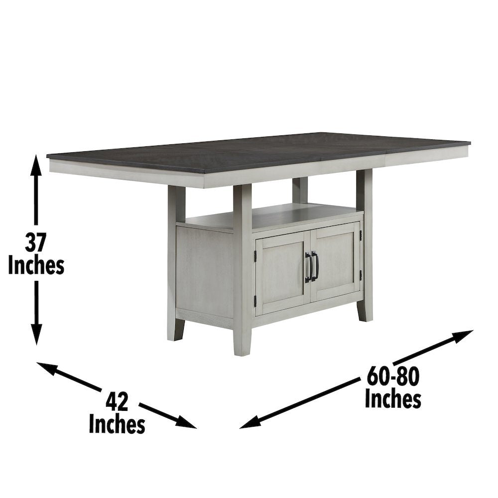 Modern Counter Table, Chevron Pattern Top, Hidden Storage Base, Black