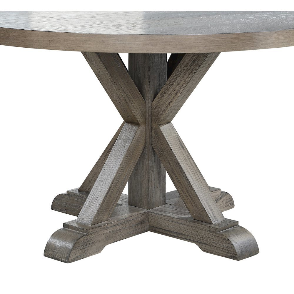 Refined 5-Piece Grey Washed Dining Set with Hardwood and Upholstered Seats