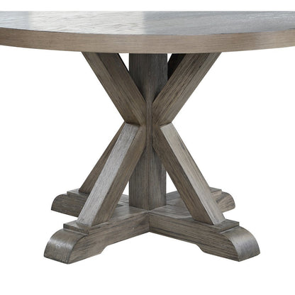 Refined 5-Piece Grey Washed Dining Set with Hardwood and Upholstered Seats