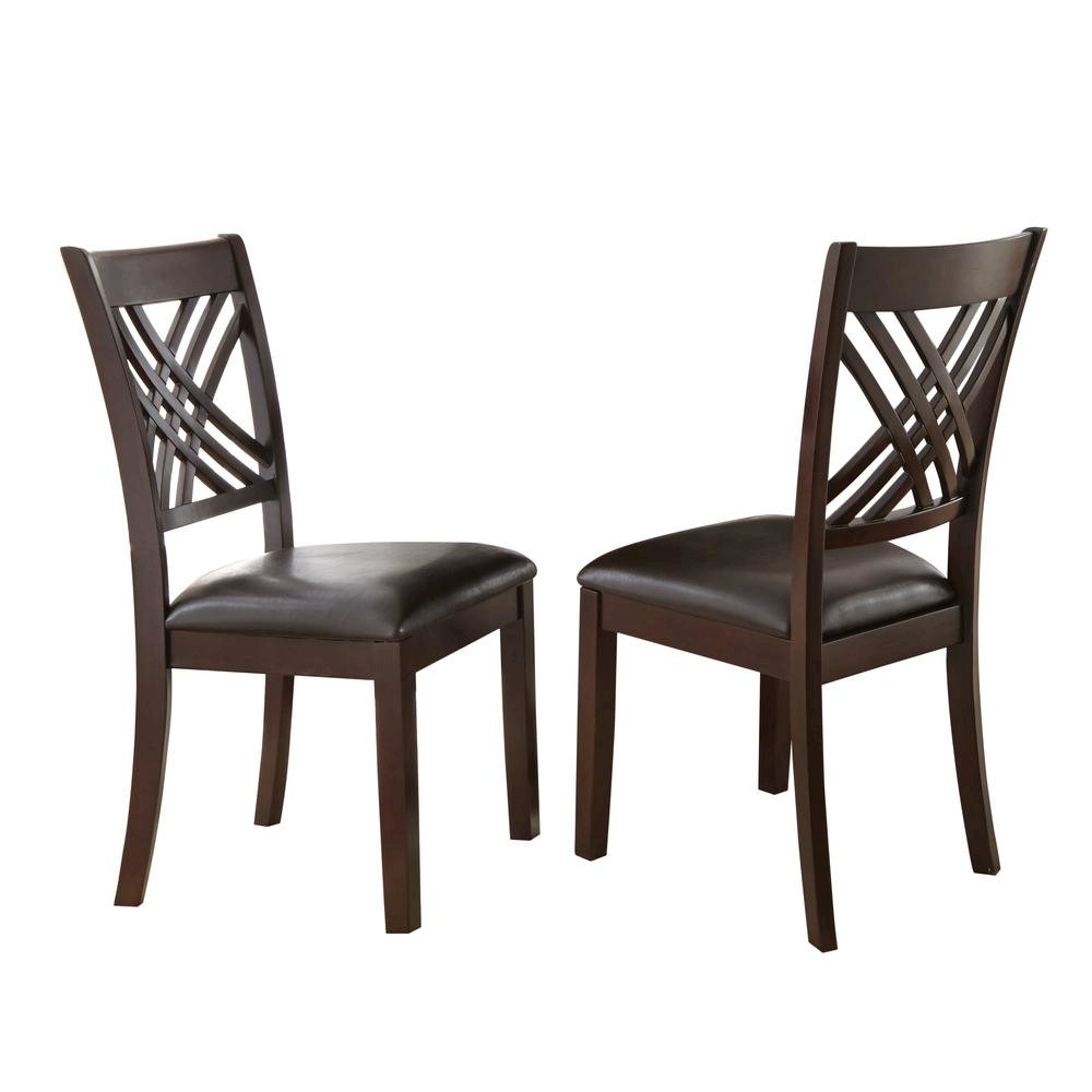 Dining Side Chairs, Designer X Back, Faux Leather Seat, Set of 2