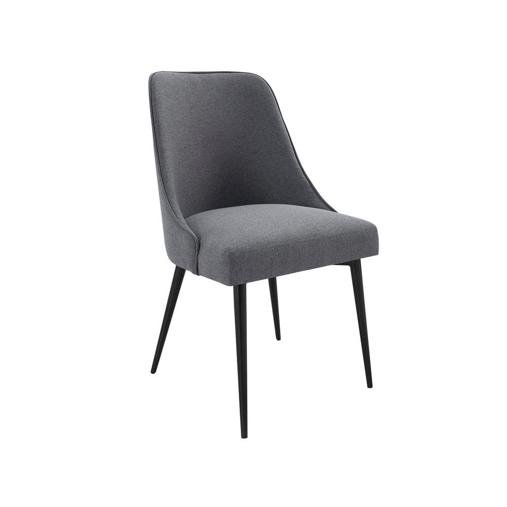 Charcoal Fabric Chairs Set of 2 – Mid Century Upholstered Dining Chairs