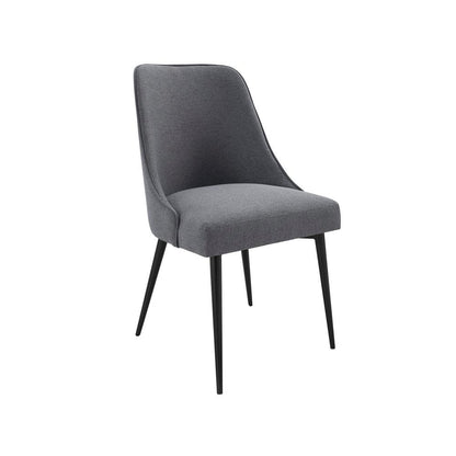 Charcoal Fabric Chairs Set of 2 – Mid Century Upholstered Dining Chairs