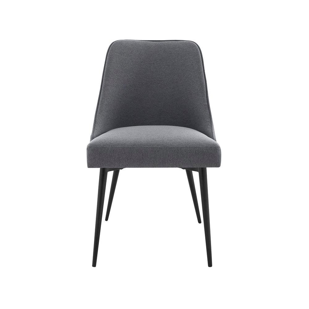 Charcoal Fabric Chairs Set of 2 – Mid Century Upholstered Dining Chairs