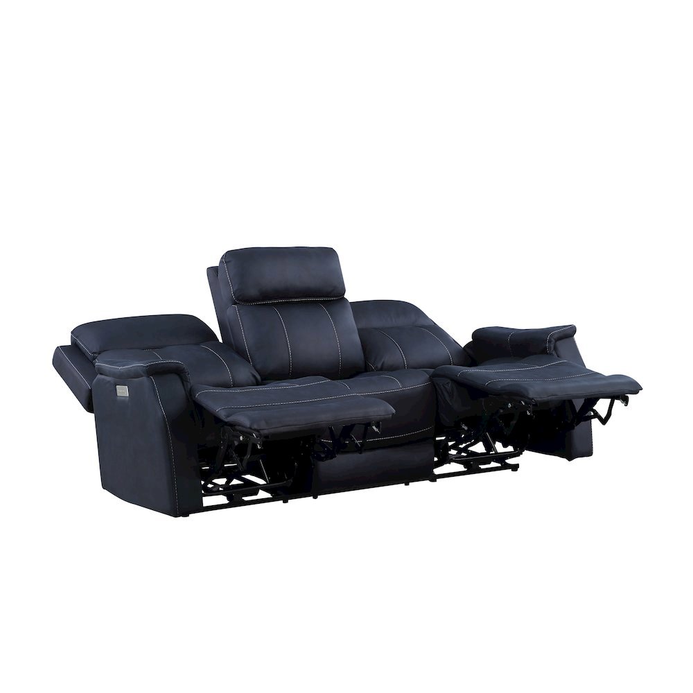 Ocean Blue Power Reclining Couch – 3 Seat Sofa with Dual Power and USB