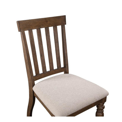 Brown Dining Chair Set of 2 - Farmhouse Dining Chairs with Gray Upholstery