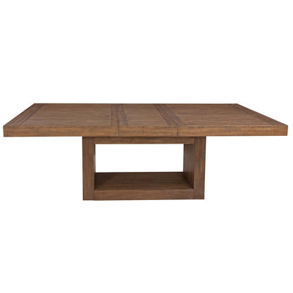 Expandable Dining Table, Faux Plank Top, 18-Inch Leaf, Acacia
