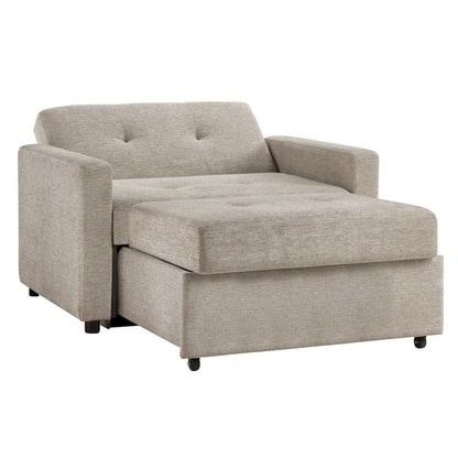 Twin Sleeper Chair, Pop-Up Chaise, High Resiliency Foam, Beige Fabric