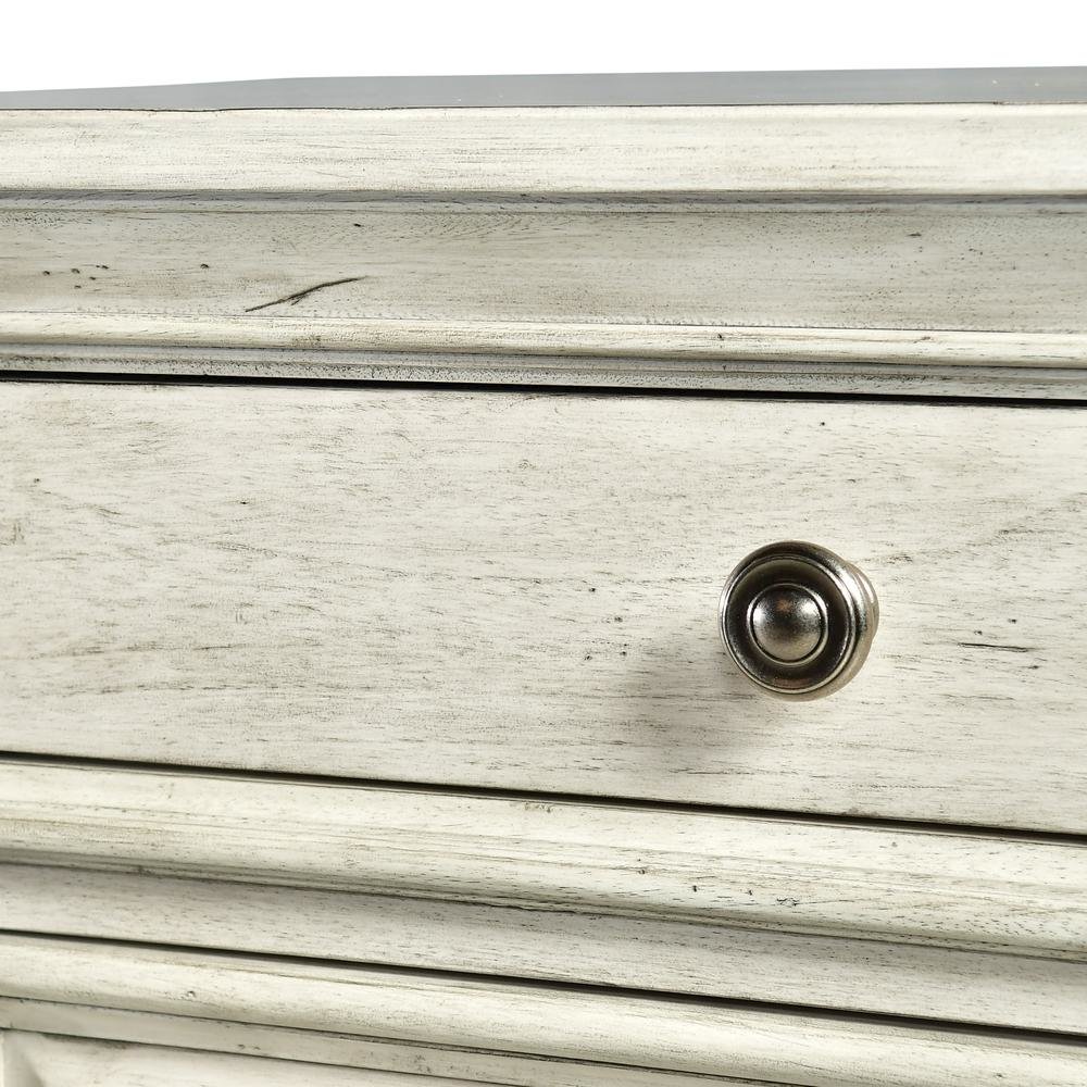 Rustic Ivory Finished 3 Drawer Nightstand - Bedside Table with Drawers