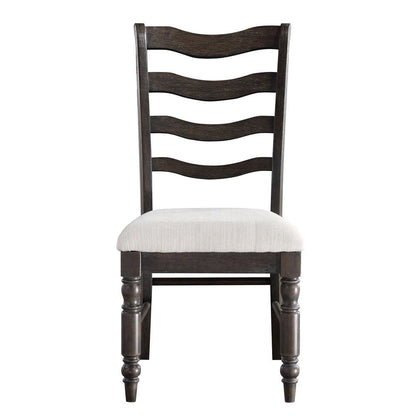 Ladderback Side Chairs, Upholstered Seat, Turned Legs, Set of 2