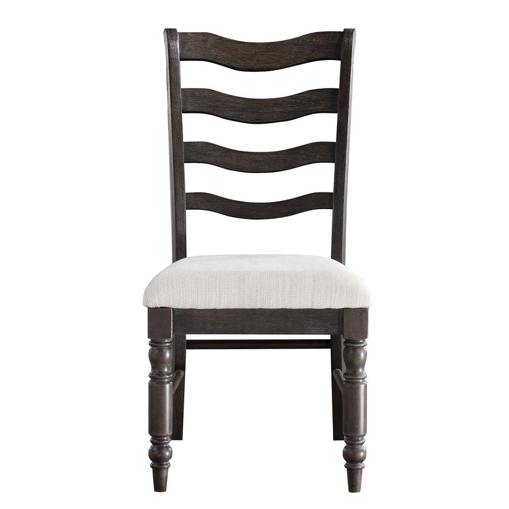 Ladderback Side Chairs, Upholstered Seat, Turned Legs, Set of 2