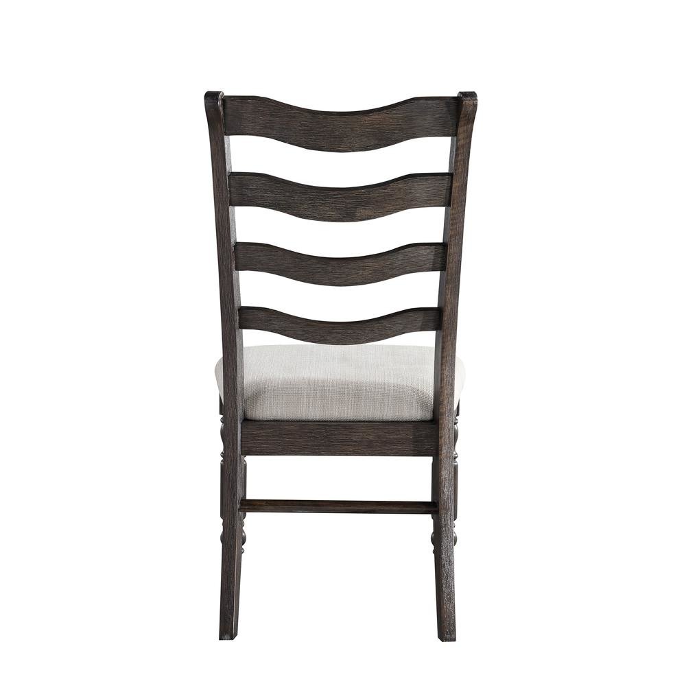 Ladderback Side Chairs, Upholstered Seat, Turned Legs, Set of 2