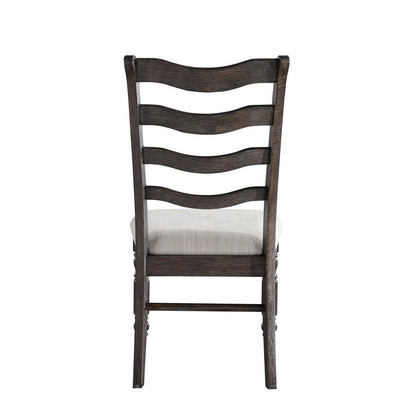 Ladderback Side Chairs, Upholstered Seat, Turned Legs, Set of 2