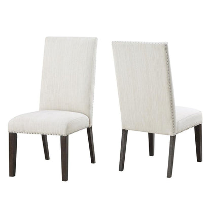 Upholstered Chair Set of 2, Nailhead Trim, Cream