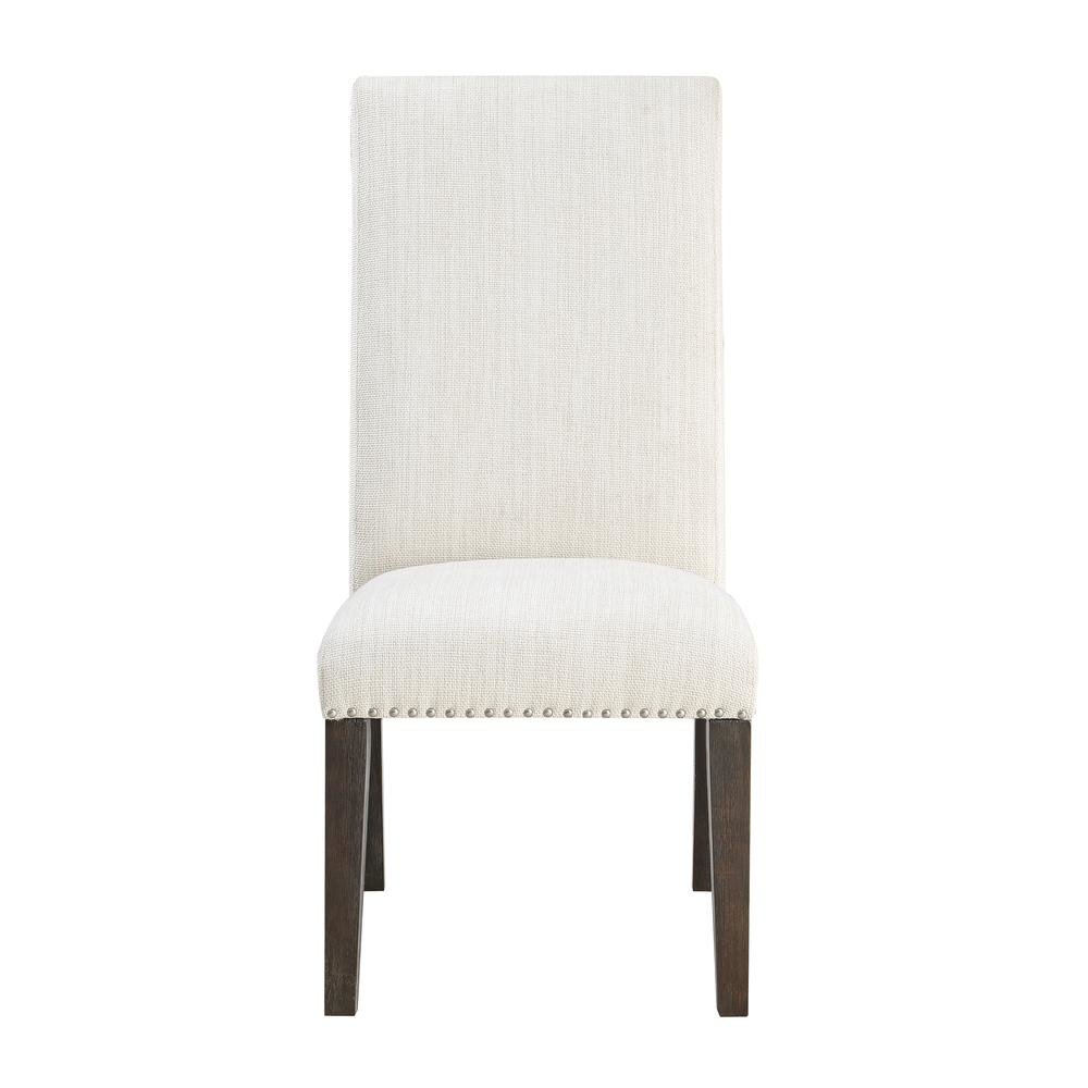 Upholstered Chair Set of 2, Nailhead Trim, Cream