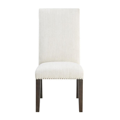 Upholstered Chair Set of 2, Nailhead Trim, Cream