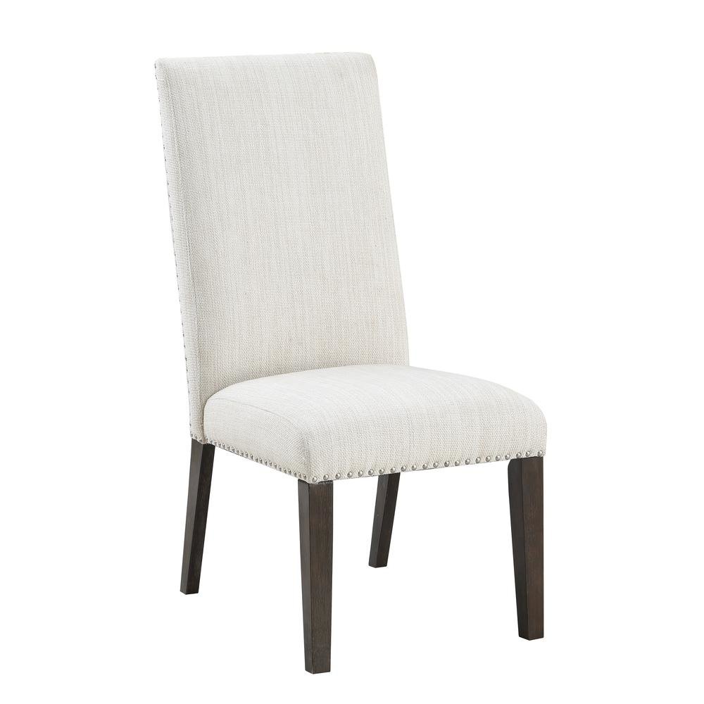 Upholstered Chair Set of 2, Nailhead Trim, Cream