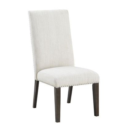 Upholstered Chair Set of 2, Nailhead Trim, Cream