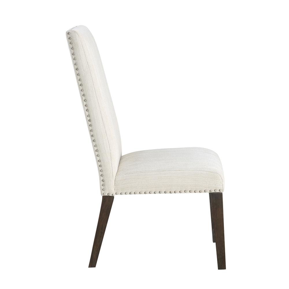 Upholstered Chair Set of 2, Nailhead Trim, Cream