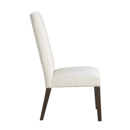 Upholstered Chair Set of 2, Nailhead Trim, Cream
