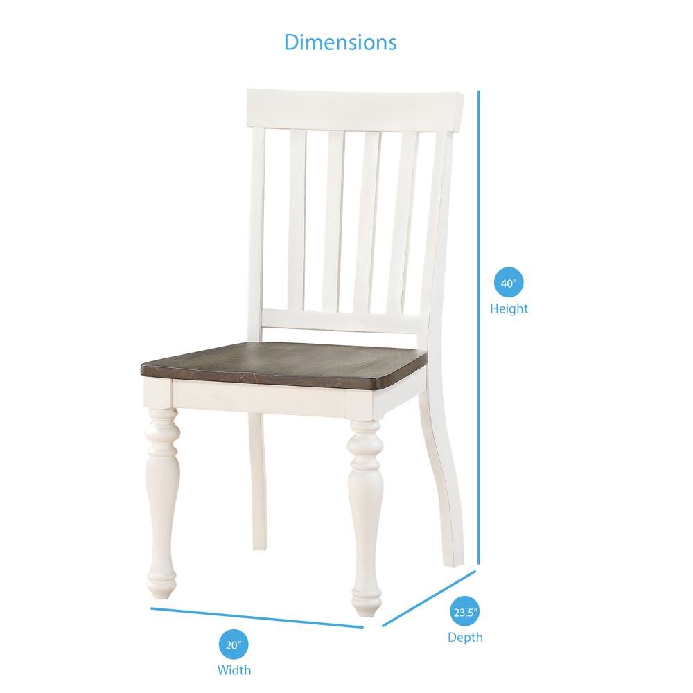 Two Tone Side Chair, Set of 2, Schoolhouse Style, Scooped Wood Seat