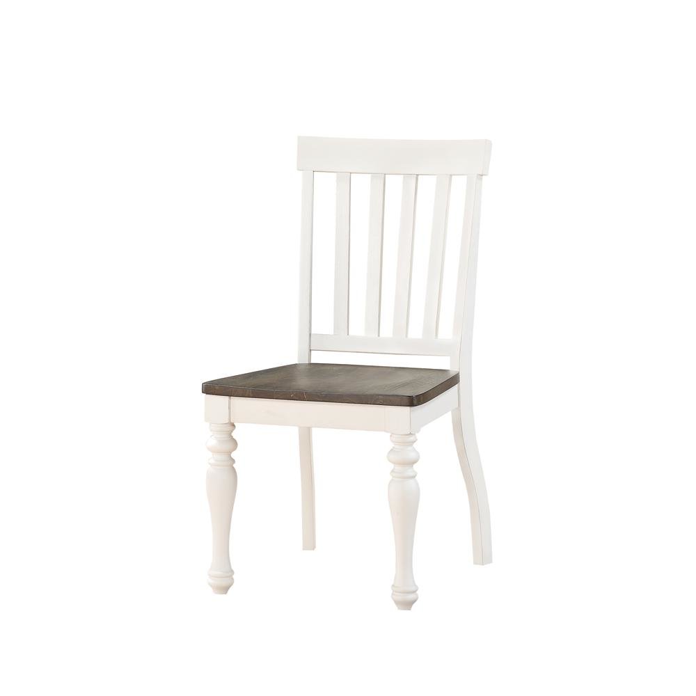 Two Tone Side Chair, Set of 2, Schoolhouse Style, Scooped Wood Seat