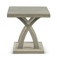 Square End Table, Double Top, Curved X-Base, Mango Veneer, Gray