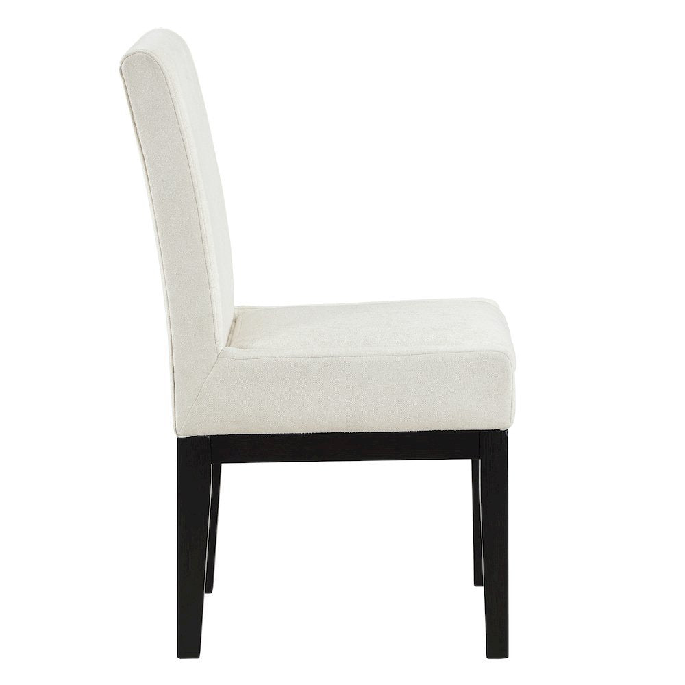 Black Upholstered Side Chair Set of 2, Wire-Brushed Finish, Black