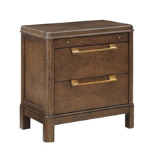 Warm Brown Walnut Finished 2 Drawer Nightstand with Pull-out Shelf