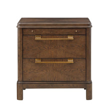 Warm Brown Walnut Finished 2 Drawer Nightstand with Pull-out Shelf