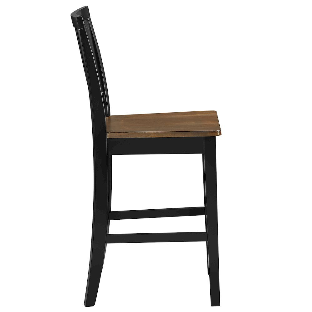 Solid Wood Counter Chairs, Mortise-and-Tenon Joinery, 24 Inch Seat, Set of 2