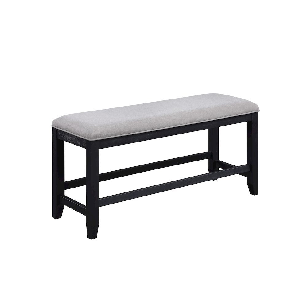 Rubbed Charcoal Finished Counter Height Dining Table for 6 with Chairs and Bench