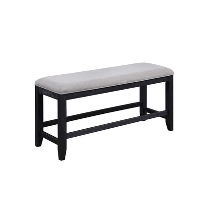 Rubbed Charcoal Finished Counter Height Dining Table for 6 with Chairs and Bench
