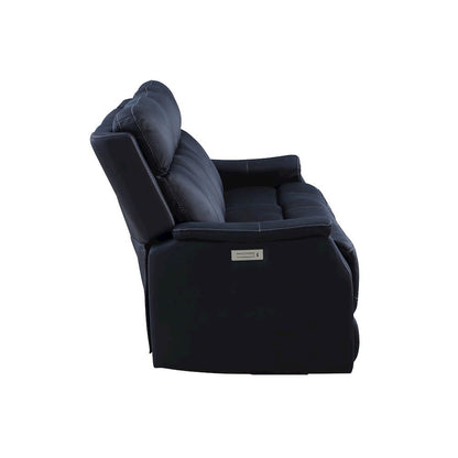 Ocean Blue Power Reclining Couch – 3 Seat Sofa with Dual Power and USB