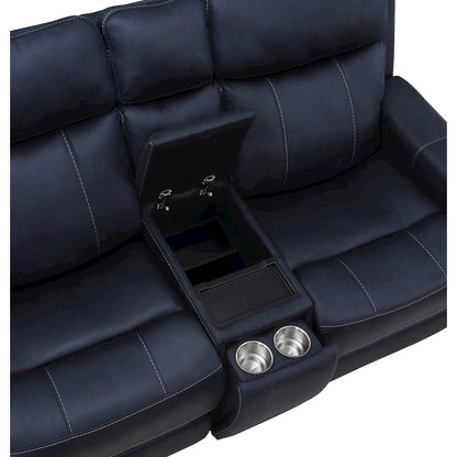 Dual Power Reclining Console Loveseat, Power Headrest, Ocean Blue